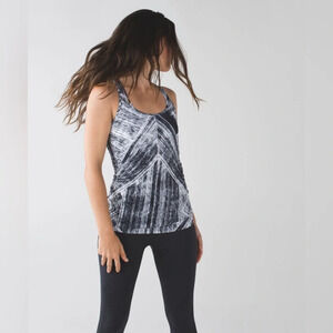 Women’s Lululemon Cool Racerback Tank Top Heat Wave White Black EUC